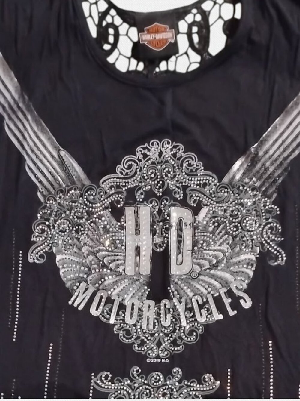 Canotta Harley-Davidson® Women's Silver Embellished Tank Top L Large - Picture 5 of 6